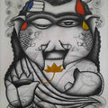 'Divine Ganesha' religious acrylic-charcoal painting by artist Arvind R Mahajan, 30x22 inch, on paper