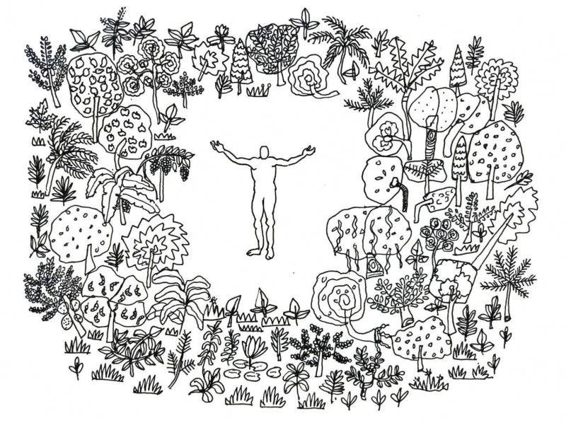 contemporary pen drawing titled 'Divine Green', 12x24 inches, by artist Santosh Pattar on Paper