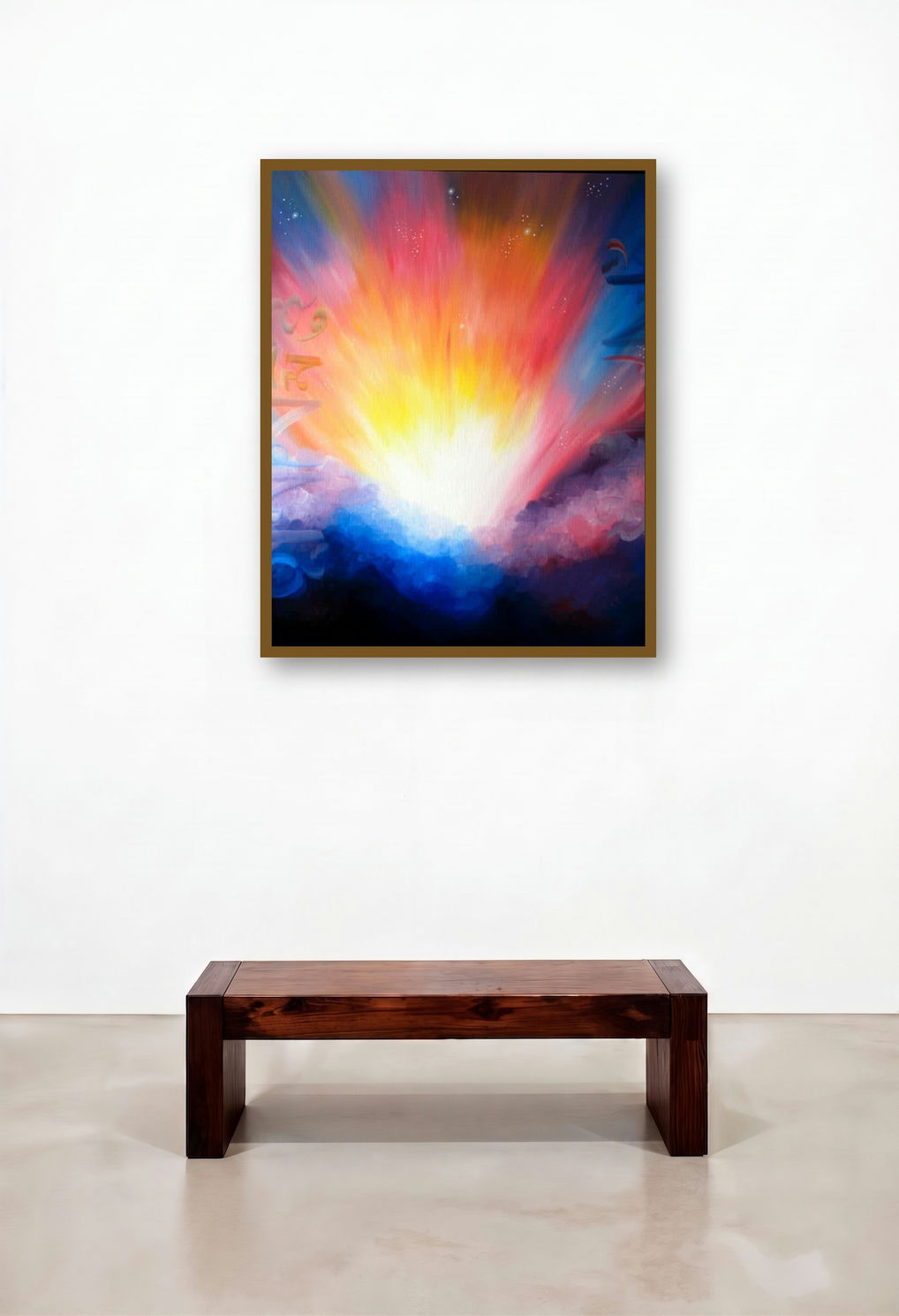 Divine Happiness by artist Drishti Vohra displayed in a Art Deco Reception Area