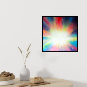 In-situ view of Drishti Vohra's 'Divine Joy' painting in a room