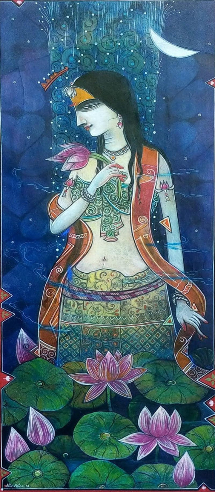 Divine Lady 1 Painting by Atin Mitra | ArtZolo.com