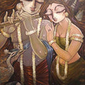 Divine Love' religious mixed-media painting by artist Subrata Ghosh, 50x30 inch, on canvas