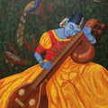 Divine Melody' figurative acrylic-oil painting by artist Deepali S, 48x36 inch, on canvas