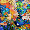 Divine Melody 2' religious acrylic painting by artist Arjun Das, 48x36 inch, on canvas