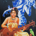 Expressionist oil painting titled 'DIVINE MUSIC', 24x18 inches, by artist RAGUNATH on Canvas