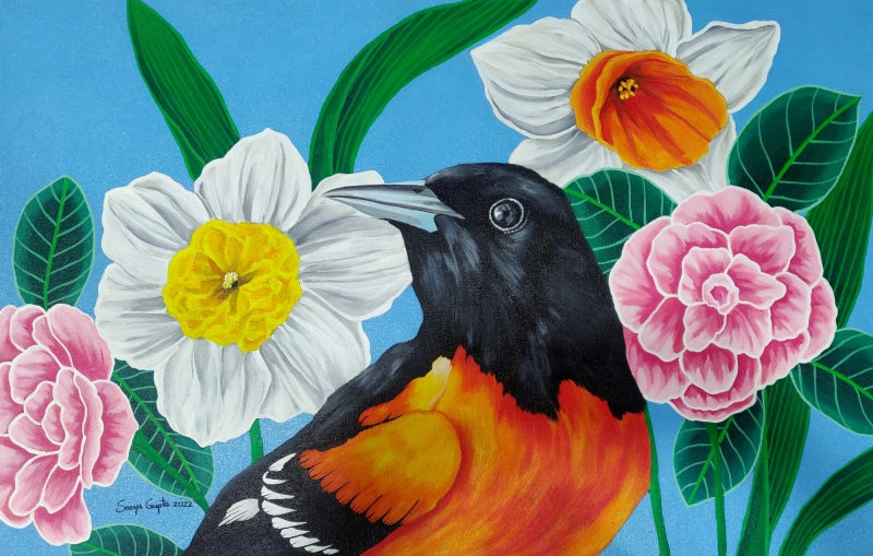 Divine Spring' nature acrylic painting by artist Sreya Gupta, 20x31 inch, on canvas