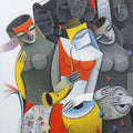 Figurative acrylic painting titled 'Divine Tunes 3', 36x36 inches, by artist Pradip Sarkar on Canvas