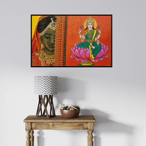 In-situ view of Deepali S's 'The Divine Within (Lakshmi Prosperity and Beauty)' painting in a room