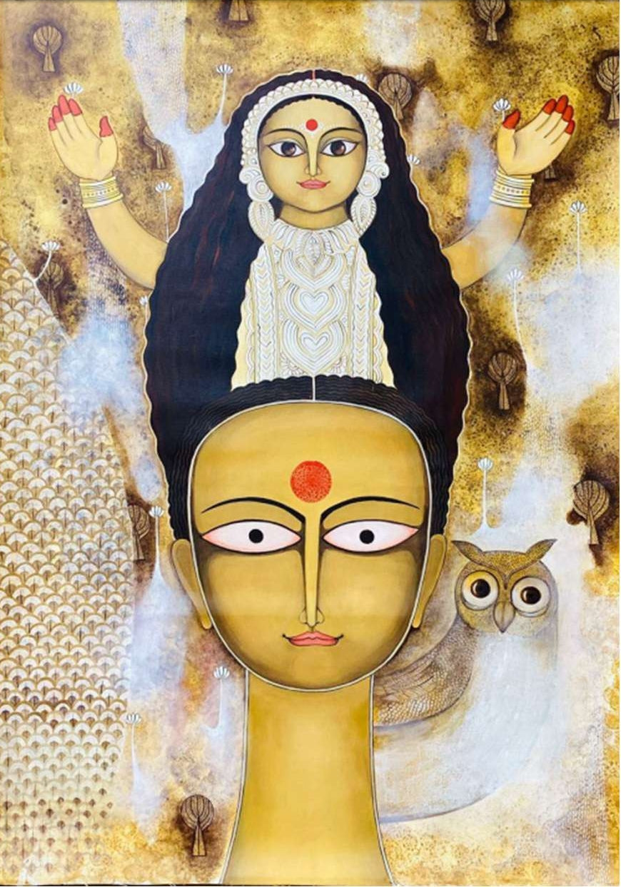Divinity 1' religious acrylic painting by artist Meenakshi Jha Banerjee, 40x30 inch, on canvas