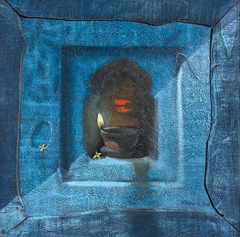 Still-life acrylic painting titled 'Diya', 18x18 inches, by artist Gopal Pardeshi on Canvas