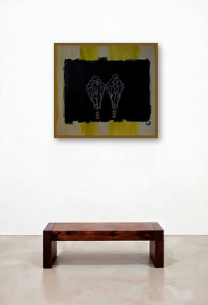 Dog And Wolf by artist Marco Antonio Abbagnara displayed in a Rustic Library