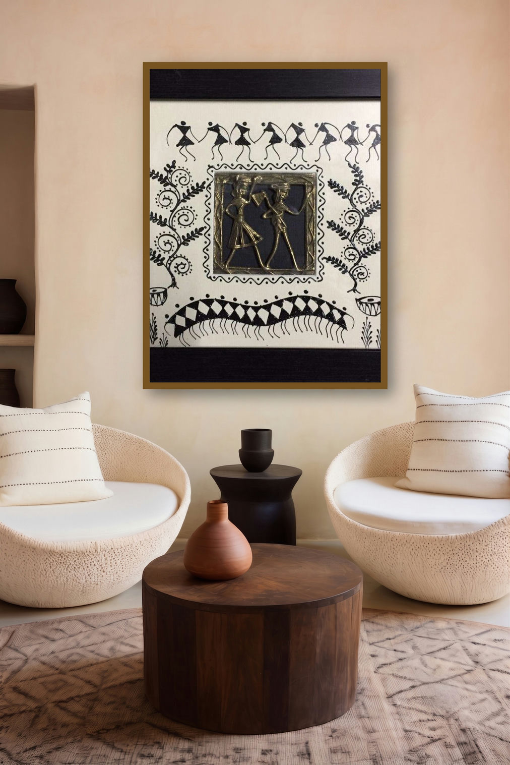 Dokra Art 1 (Rhythm of Unity) by artist Pradeep Swain displayed in a Designer gallery