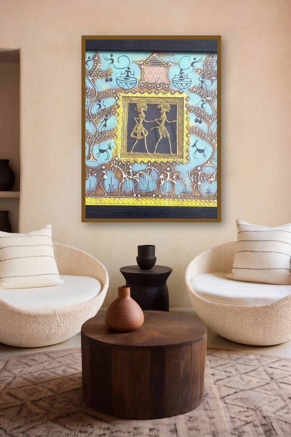 Dokra Art 14 (Duet of Life) by artist Pradeep Swain displayed in a Contemporary gallery
