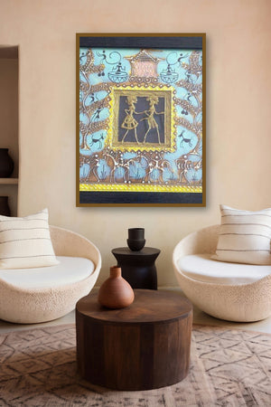 Dokra Art 14 (Duet of Life) by artist Pradeep Swain displayed in a Contemporary gallery
