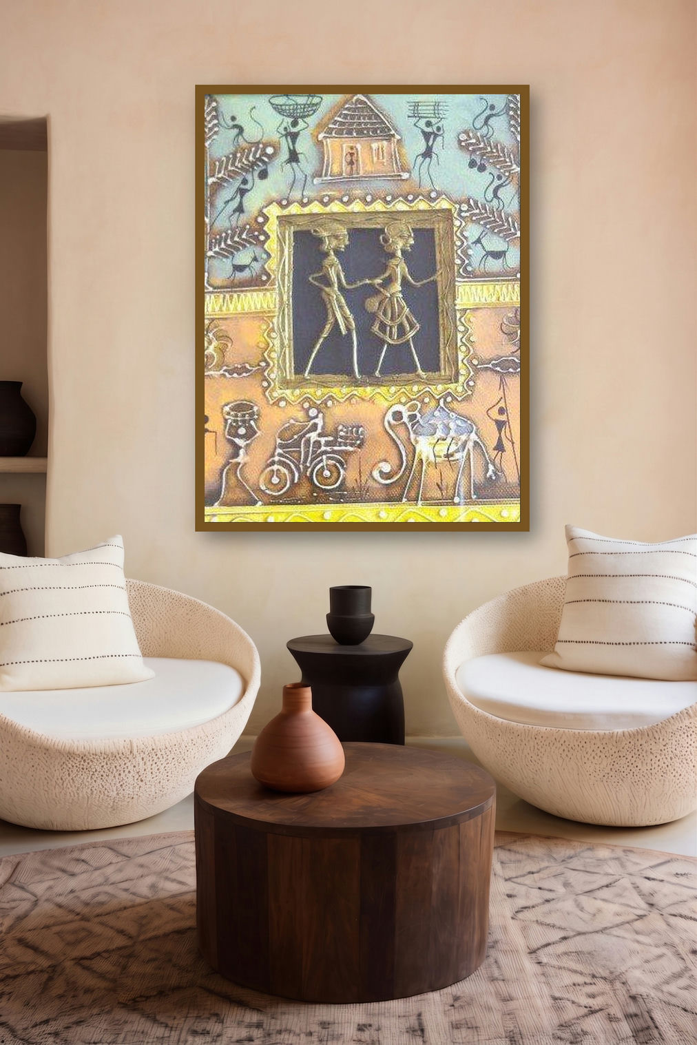 Dokra Art 16 (Tribal Art Painting) by artist Pradeep Swain displayed in a Designer gallery
