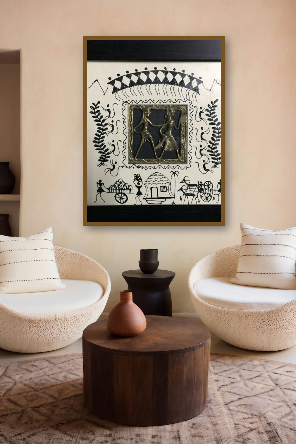 Dokra Art 2 (Harmony in Motion) by artist Pradeep Swain displayed in a Contemporary Exhibition gallery