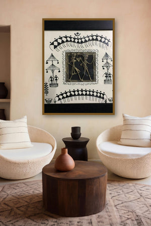 Dokra Art 5 (Echoes of the Earth) by artist Pradeep Swain displayed in a Contemporary gallery