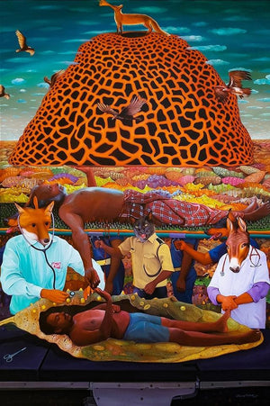 Domination by Anoop Mv, Original Acrylic Figurative Painting on Canvas, X-Large Vertical Wall Art