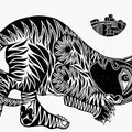 Dont Ignore Me 1' animals wood cut printmaking by artist Arvind Sharma, 21x29 inch, on paper