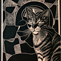 Dont Ignore Me 1' animals wood cut printmaking by artist Arvind Sharma, 12x8 inch, on paper
