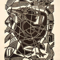 Dont Ignore Me 11' contemporary wood cut printmaking by artist Arvind Sharma, 12x8 inch, on paper