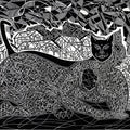 Dont Ignore Me 14' animals wood cut printmaking by artist Arvind Sharma, 22x30 inch, on paper