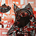 Dont Ignore Me 2' animals wood cut printmaking by artist Arvind Sharma, 12x16 inch, on paper