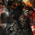 Dont Ignore Me 2' animals wood cut printmaking by artist Arvind Sharma, 17x12 inch, on paper