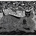 Dont Ignore Me 3' animals wood cut printmaking by artist Arvind Sharma, 22x30 inch, on paper