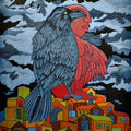 Dont Ignore Me 3' contemporary wood cut printmaking by artist Arvind Sharma, 30x22 inch, on paper