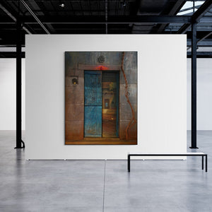 In-situ view of Gopal Pardeshi's 'The Door (Threshold)' painting in a room