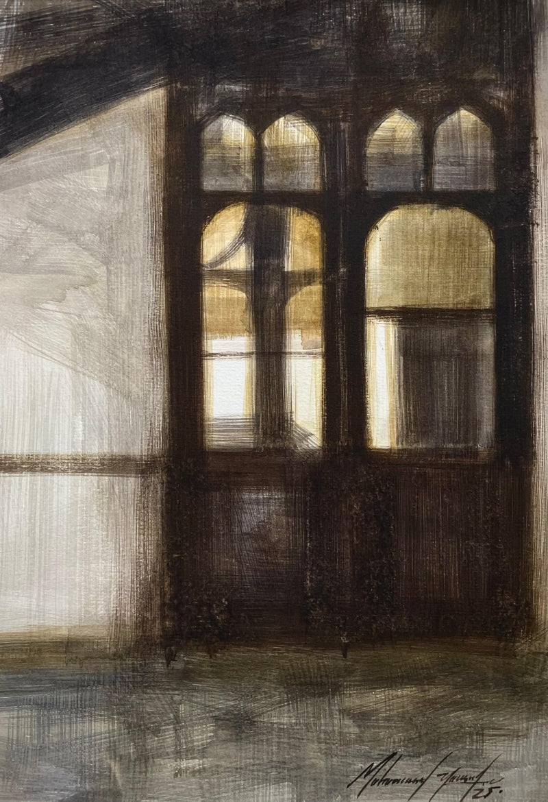 'The Door' landscape watercolor painting by artist Mohammad Yusuf, 8x11 inch, on paper