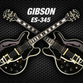 Music photography titled 'Double black gibson es 345', 11x15 inches, by artist Shavit Mason on