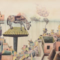 Down Town 5' contemporary gouache painting by artist Satya Vijay Singh, 24x30 inch, on paper
