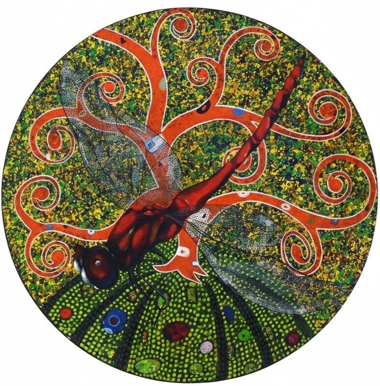 'Dragonfly' animals acrylic painting by artist Tonmoy Roy, 24x24 inch, on canvas