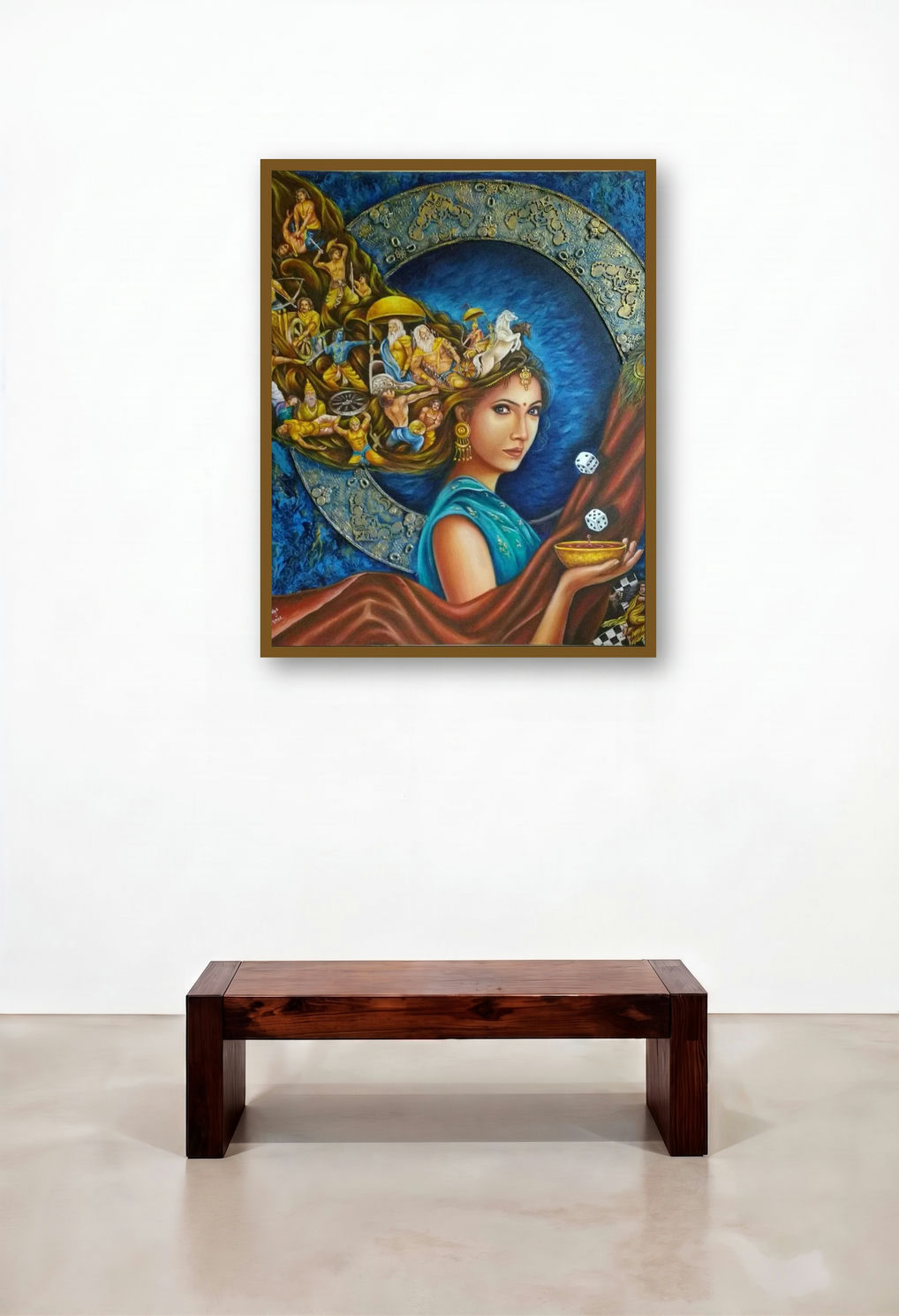 Draupadi (The Cosmic Game) by artist Sonia Kumar displayed in a Traditional Home Office