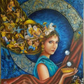 Surrealist acrylic painting titled 'draupadi', 32x36 inches, by artist Sonia Kumar on Canvas