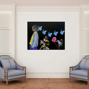 'Dream' painting by Deepali S shown on a wall in a furnished room.