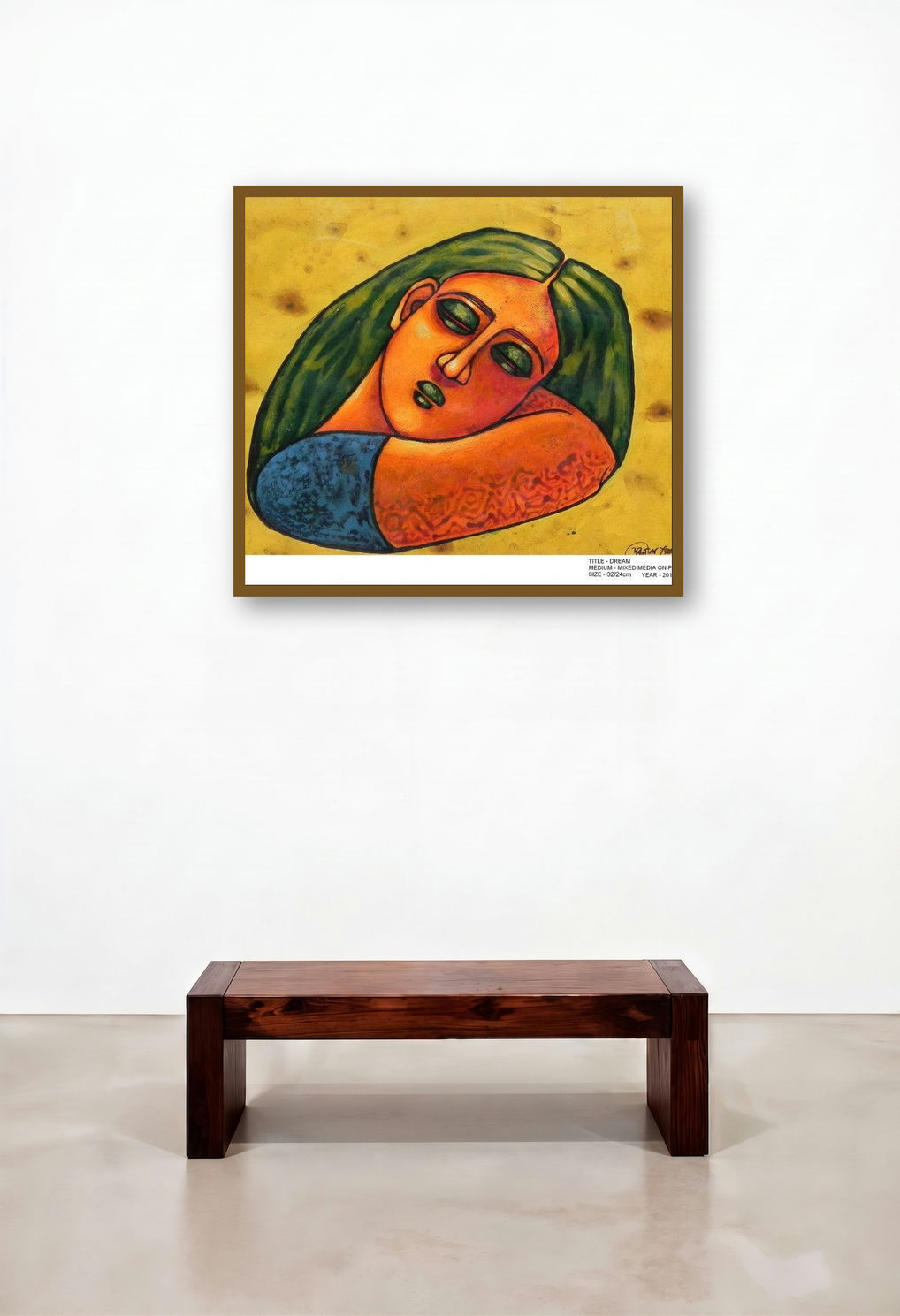 Dream (Contemplation) by artist Deblina Ghosh Mitra displayed in a Scandinavian Dining Room
