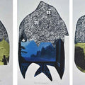 Animals printmaking titled 'Dream City Aquarium 8', 28x14 inches, by artist Bitarka Majumder on Paper