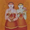 Dream Flower 2' figurative acrylic painting by artist Animesh Biswas, 32x32 inch, on canvas