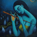 'Dream Lover 3' figurative acrylic painting by artist Uttam Bhattacharya, 36x30 inch, on canvas
