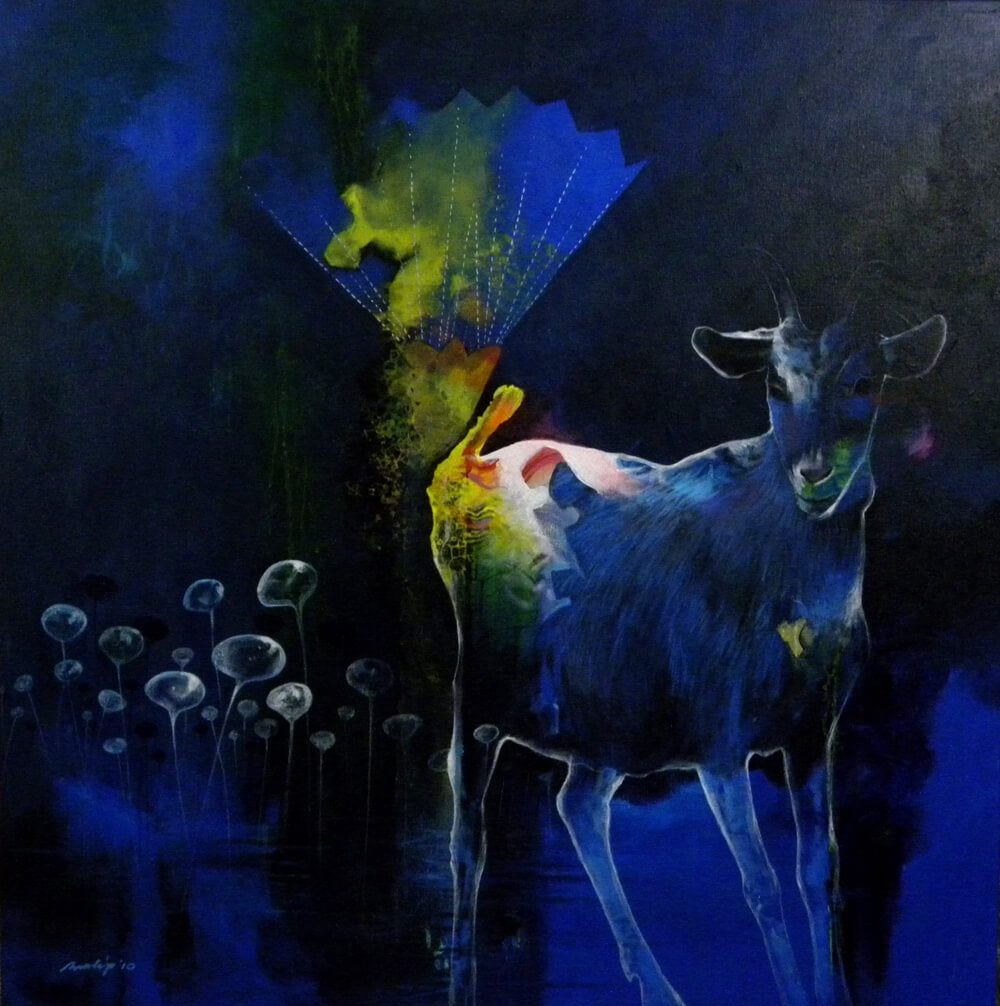 Dream Way' contemporary acrylic painting by artist Pradip Sengupta, 30x30 inch, on canvas