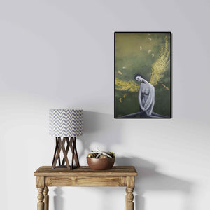 In-situ view of Uttam Bhattacharya's 'Dream Wings' painting in a room