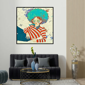 Shiv Kumar Soni's 'Dreams Of Childhood 10 (Serene Kolkata Streetscape)' painting visualized above a sofa in a contemporary room.