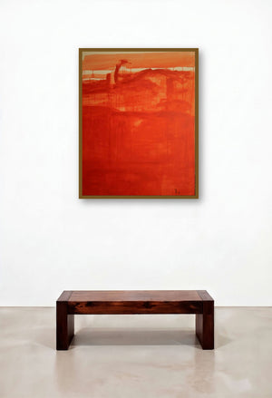 Drip Orange Abstract by artist Prakash Bal Joshi displayed in a Boutique Hotel Style Hotel Suite