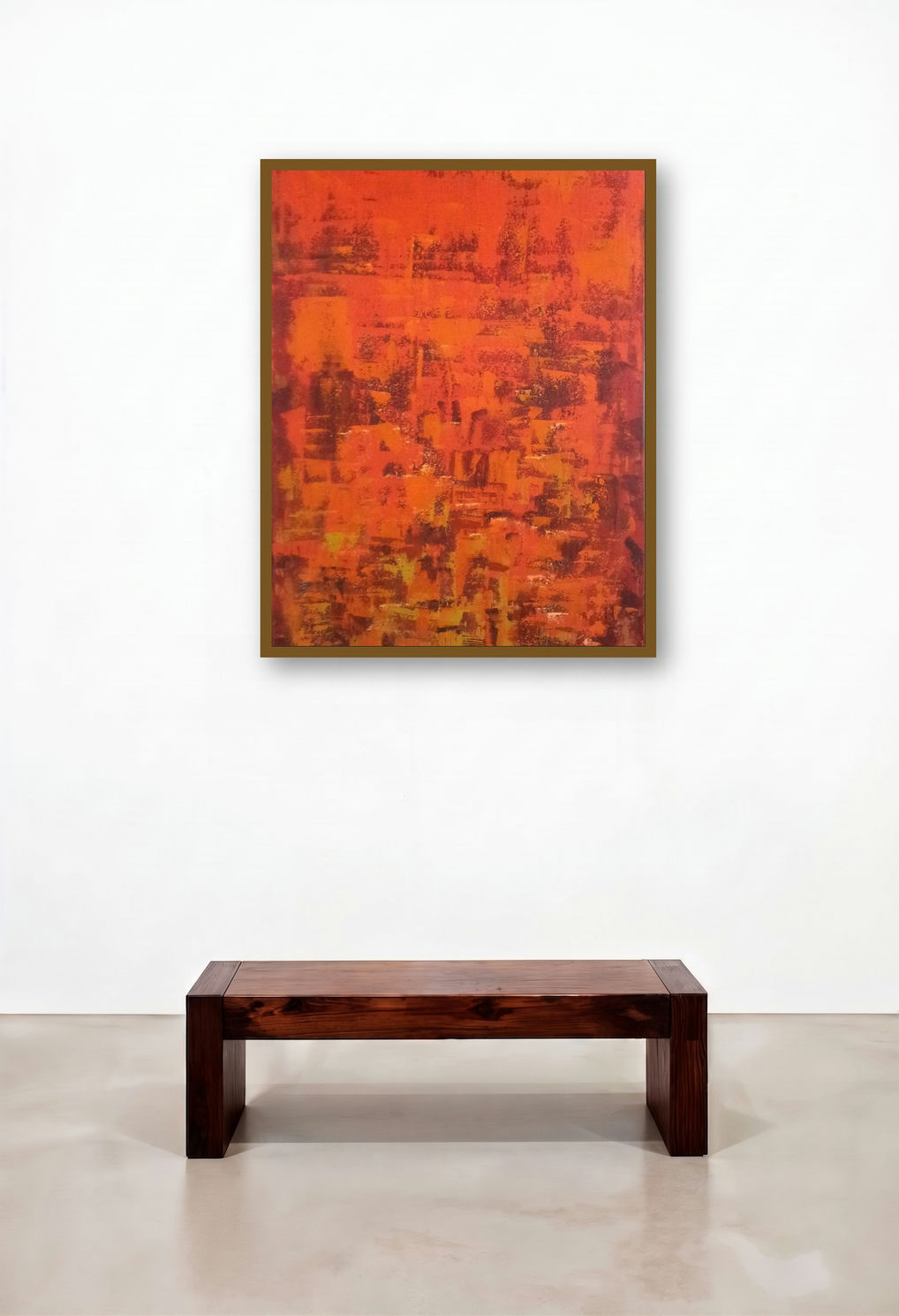Dripping Orange (Cascade of Citrus) by artist Sanjay Akolikar displayed in a Contemporary Family Room