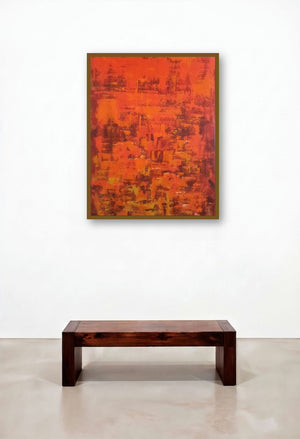 Dripping Orange (Cascade of Citrus) by artist Sanjay Akolikar displayed in a Contemporary Family Room