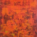 Abstract acrylic painting titled 'Dripping Orange', 24x44 inches, by artist Sanjay Akolikar on Canvas