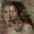Dual Reflections 1' portrait oil painting by artist Nilisha Phad, 36x36 inch, on canvas